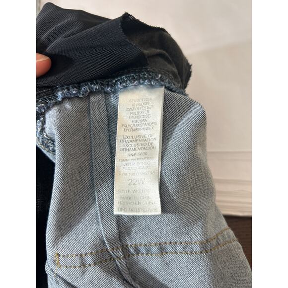 Democracy Jeans 22W AB Solution Blue Denim Straight Leg Elastic Waist Light Wash - Picture 16 of 16